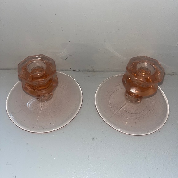 Pink Depression Glass Candle Holder - Picture 3 of 7